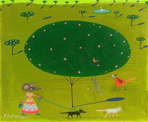The Chic Mouse & The Garden Gang by Katrina Avotina, Painting for Sale on Select