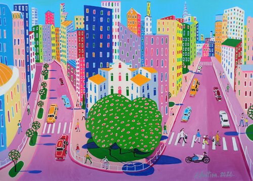 The City That Smiles von Katrina Avotina, Malerei kaufen auf Select
