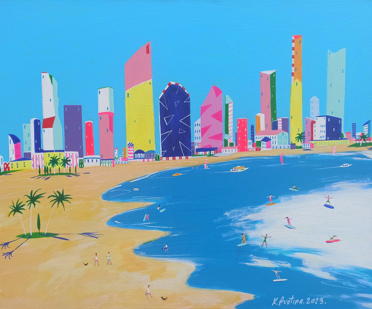 Catch The Waves On Golden Coast Katrina Avotina Original painting for sale