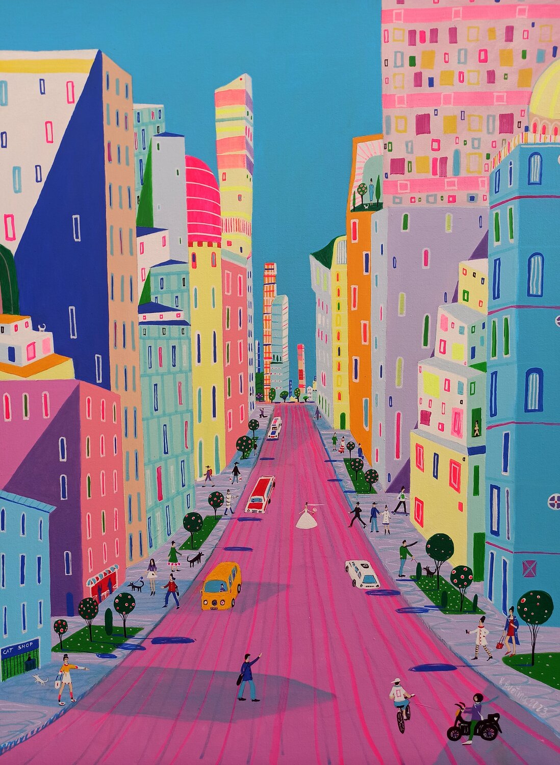 Bustling On Bourbon Street Katrina Avotina Original painting for sale