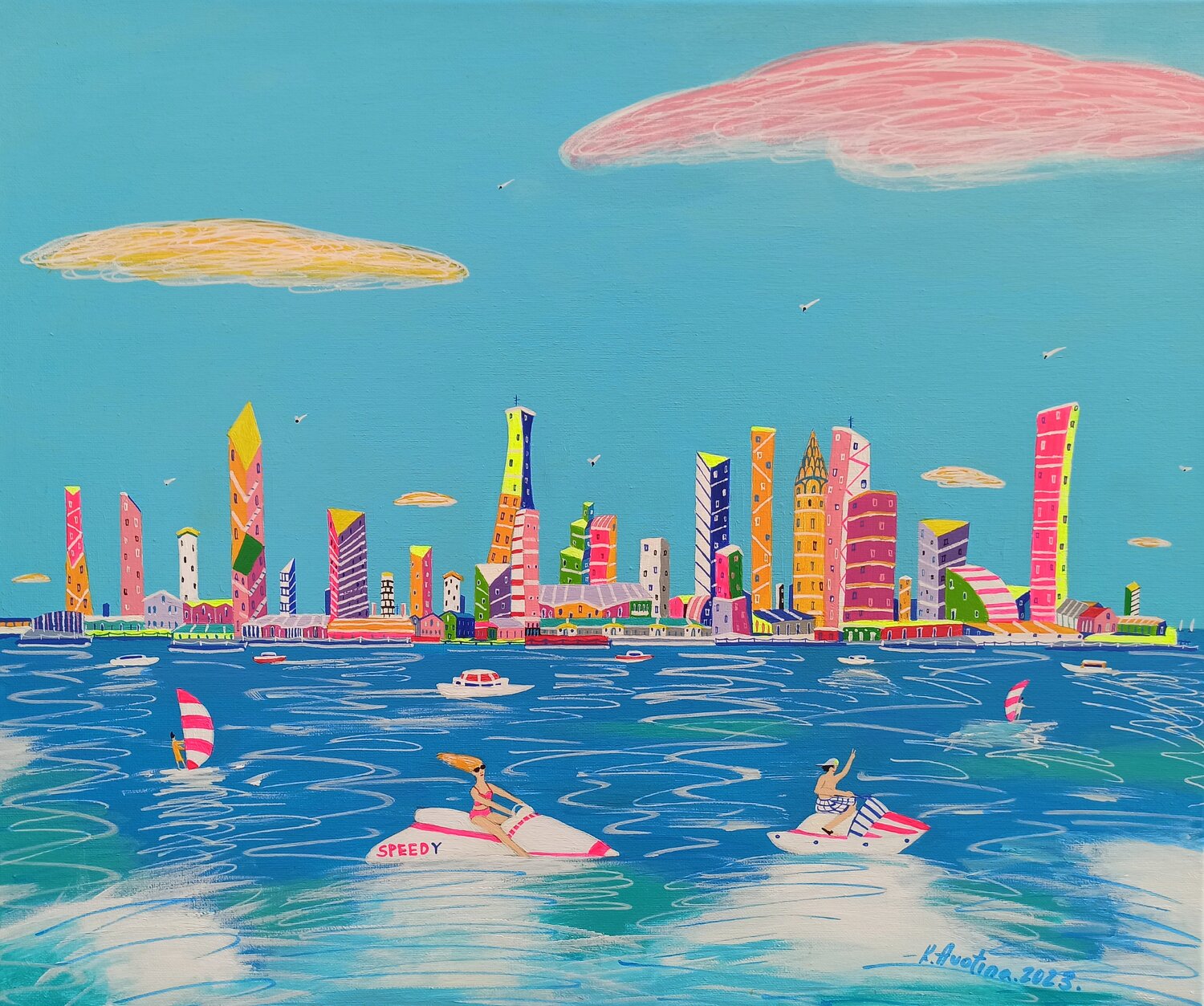 Splashing The Fun Katrina Avotina Original painting for sale