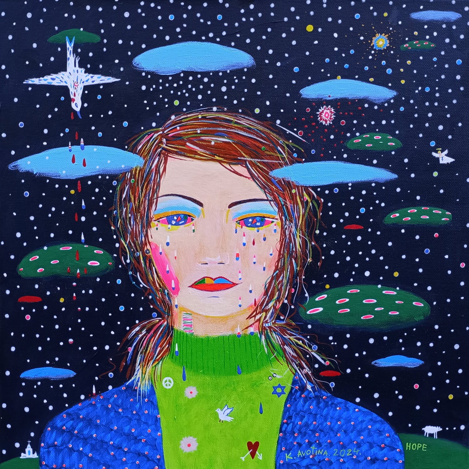 Echoes Of The Cosmic Soul Katrina Avotina Original painting for sale