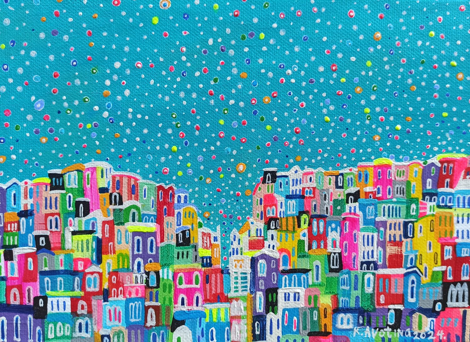 Sparkling Small Town Katrina Avotina Original painting for sale