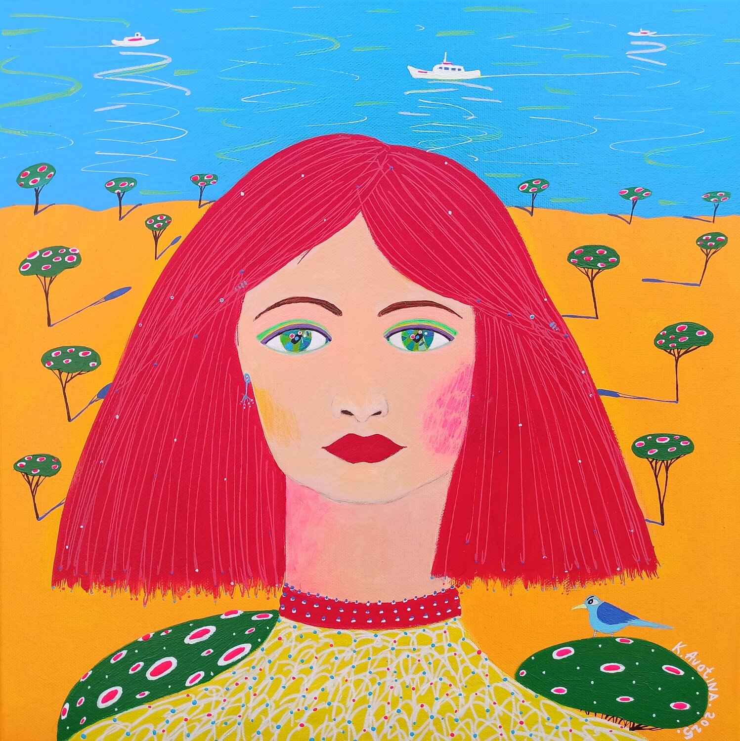 The Girl With An Ocean Eyes Katrina Avotina Original painting for sale