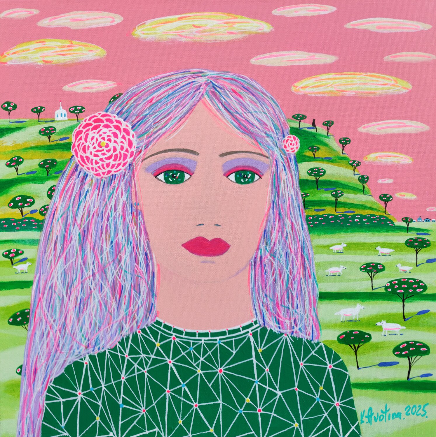 The Girl Who Lived In Pastel Sky Katrina Avotina Original painting for sale