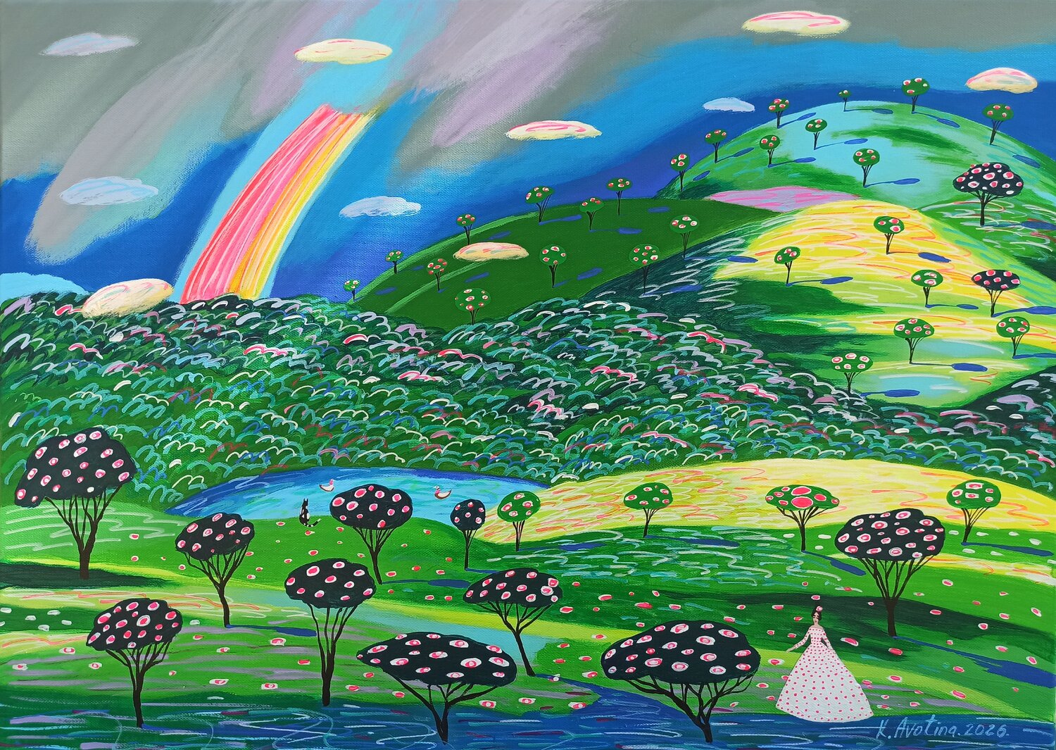 Beyond The Rainbow Hills Katrina Avotina Originalgemälde zu verkaufen