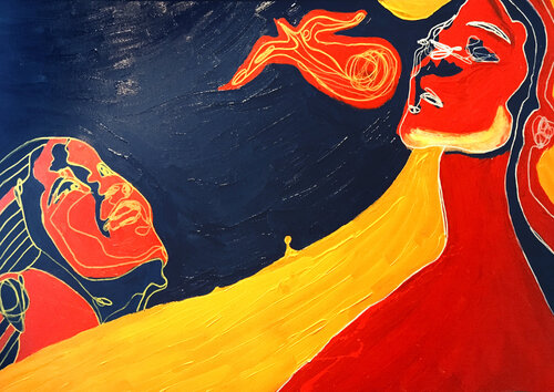 Liber I – The Breath That Sets Her Free  (Limited Edition 3/9 – Hand-painted by the artist) by Juca Maximo, Painting for Sale on Select