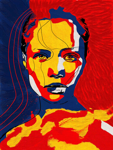 Portrait Colors V – The Fire Beneath Stillness (Limited Edition 2/9 - Work painted by hand) by Juca Maximo, Painting for Sale on Select