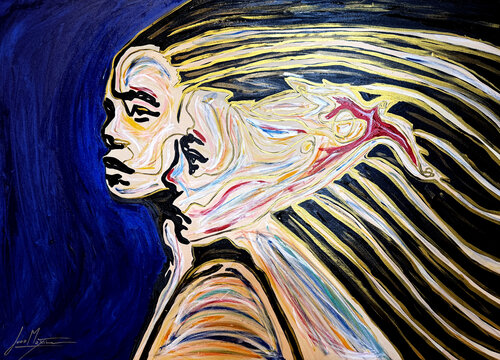 Duo II — Where Two Souls Break Into Light (Original) by Juca Maximo, Painting for Sale on Select