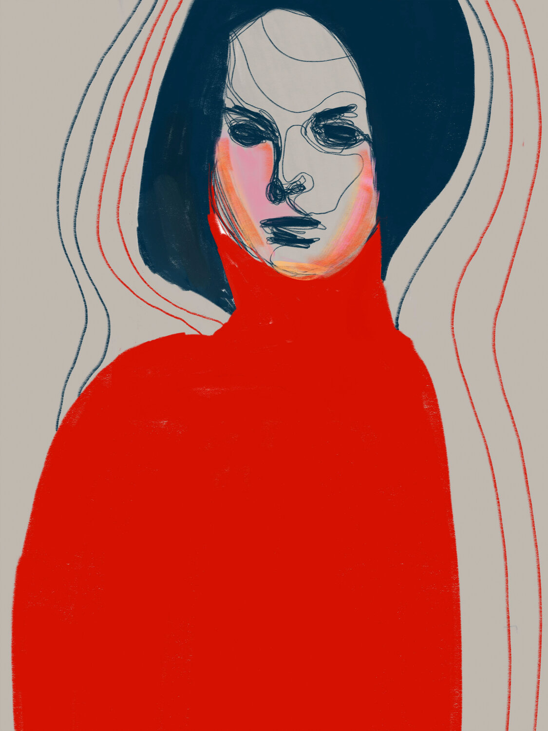 Portrait Colors I – The Fire Beneath Stillness (Limited Edition 2/9, Only 9 Worldwide) Juca Maximo Original painting for sale
