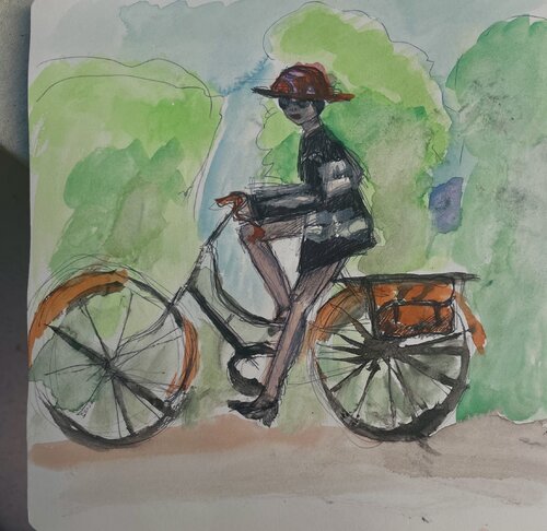 Bicyclette by Aliénor de Cellès, Painting for Sale on Select