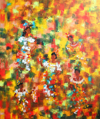 Couleurs créoles Série Fragments de foule II by Axelle Bosler, Painting for Sale on Select