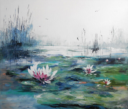 Fleurs de Lotus by Axelle Bosler, Painting for Sale on Select