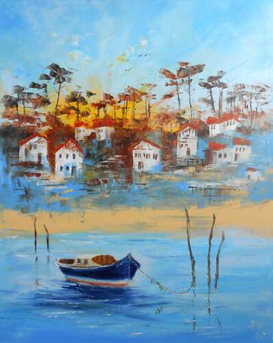 Cap Ferret, marée de lumière - Série Littoraux lumineux by Axelle Bosler, Painting for Sale on Select