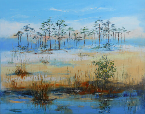 Lumière sur l’étang - Série Terres d’eau et de ciel I by Axelle Bosler, Painting for Sale on Select