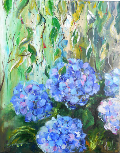 Les Hortensias de Gisèle by Axelle Bosler, Painting for Sale on Select