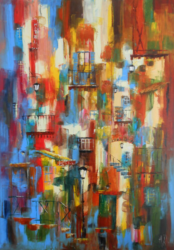 Grande Ville aux mille couleurs by Axelle Bosler, Painting for Sale on Select