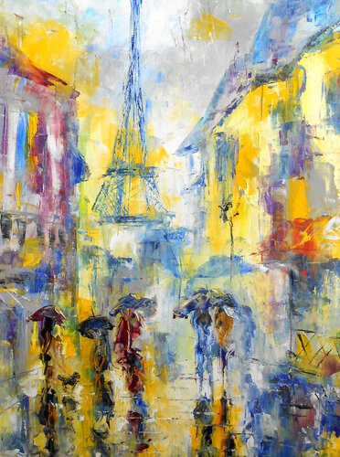 Eclats de Pluie à Paris - Série "Rêveries parisiennes" by Axelle Bosler, Painting for Sale on Select