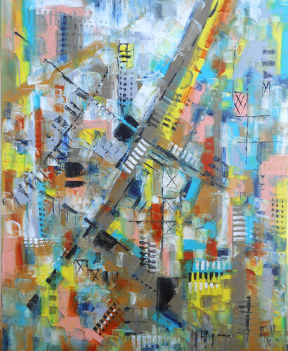 “Flux croisés” - Série Cartographie intérieures by Axelle Bosler, Painting for Sale on Select