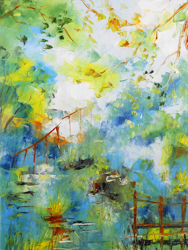 Le Jardin des reflets - Série Reflets & lumières by Axelle Bosler, Painting for Sale on Select