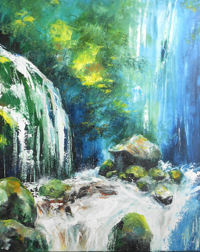 La Source Émeraude - Série “Sources & Lumières” by Axelle Bosler, Painting for Sale on Select