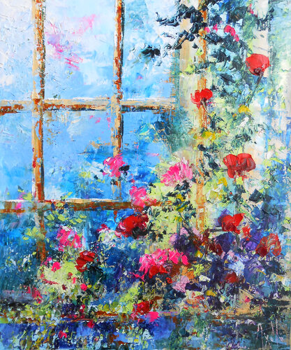 Fenêtre sur un jardin de lumière by Axelle Bosler, Painting for Sale on Select