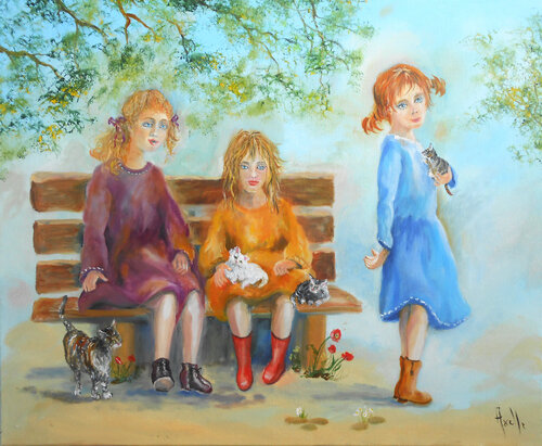 Petits bonheurs sous les arbres von Axelle Bosler, Malerei kaufen auf Select