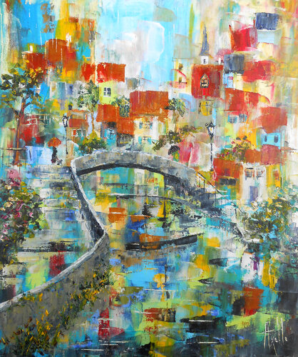 Le Pont des couleurs von Axelle Bosler, Malerei kaufen auf Select