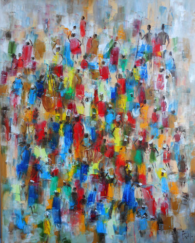 Terre d'Afrique Série Fragments de foule III by Axelle Bosler, Painting for Sale on Select