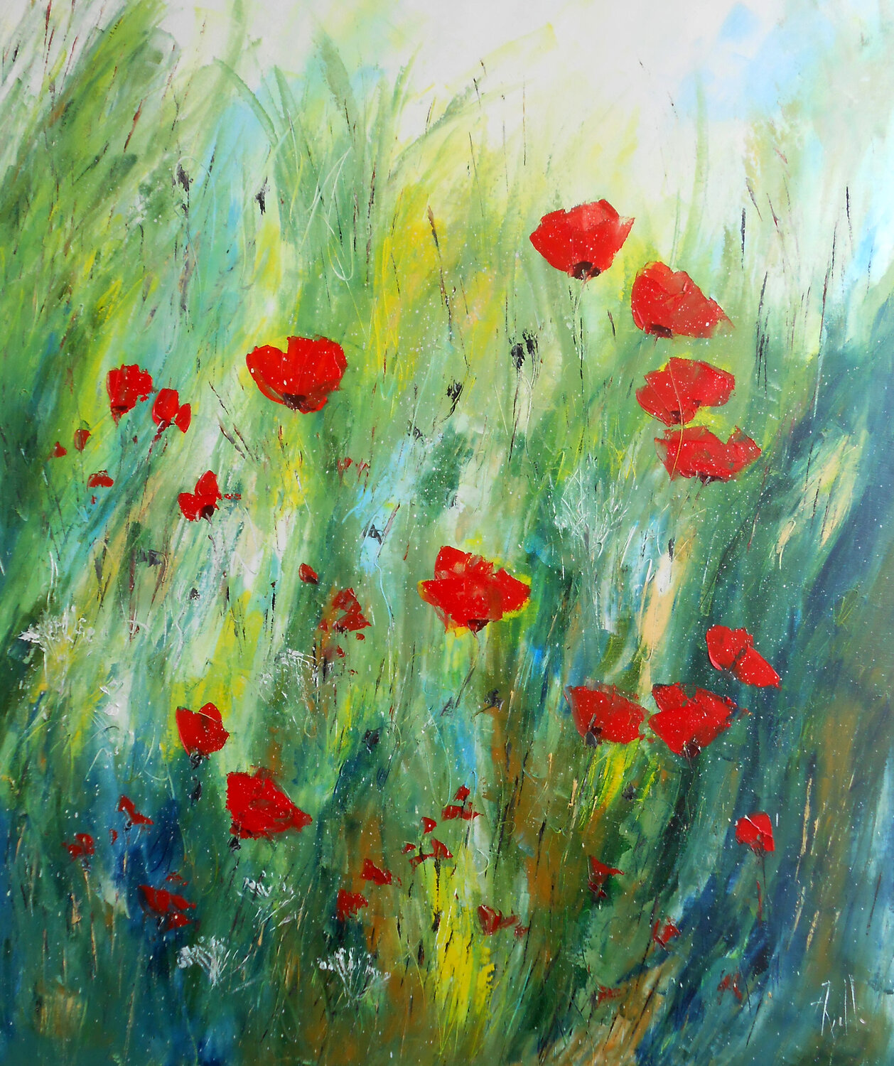 Le Souffle des Coquelicots - Série Pavots et coquelicots Axelle Bosler Original painting for sale