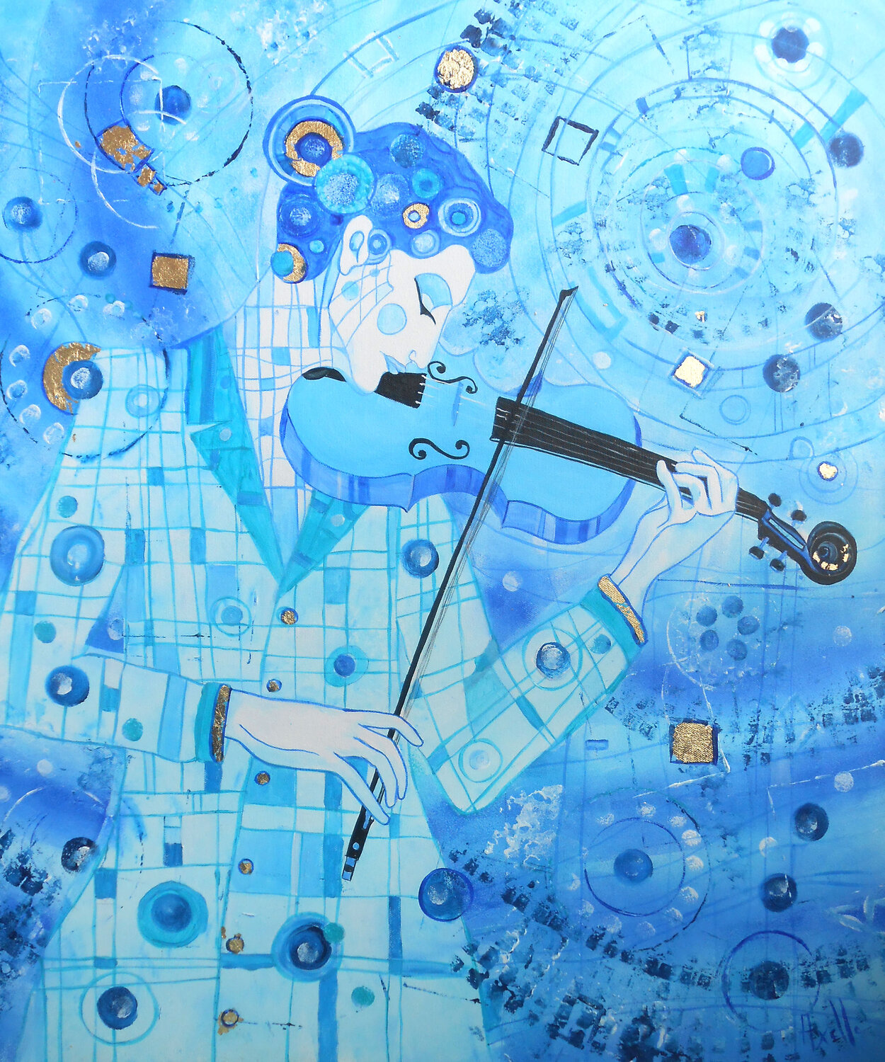 Le Violon bleu Axelle Bosler Original painting for sale
