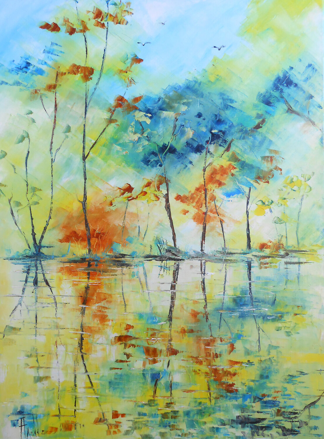 Les Reflets du Silence - Série “Reflets & Lumières” Axelle Bosler Original painting for sale