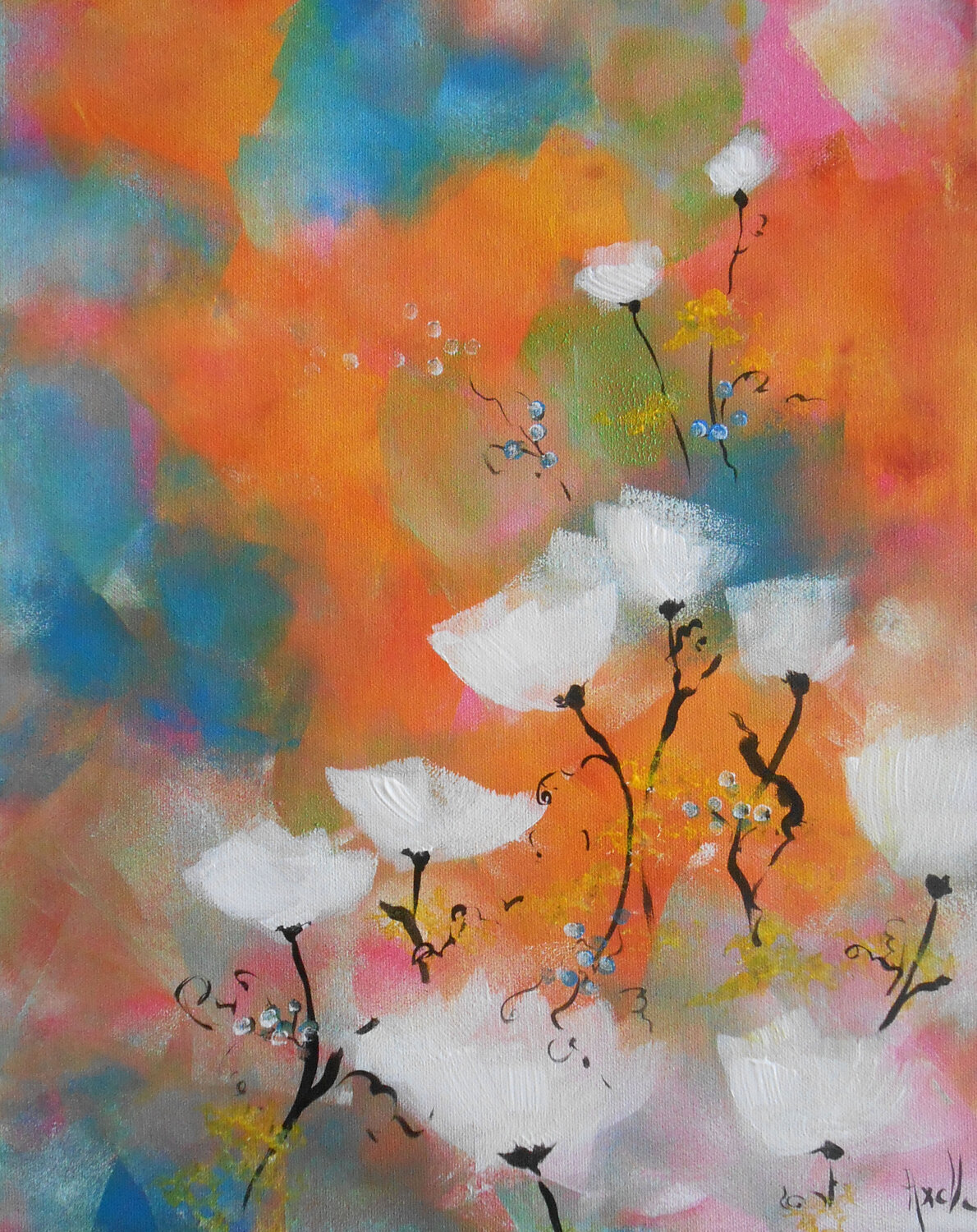 Pavots blancs Axelle Bosler Original painting for sale