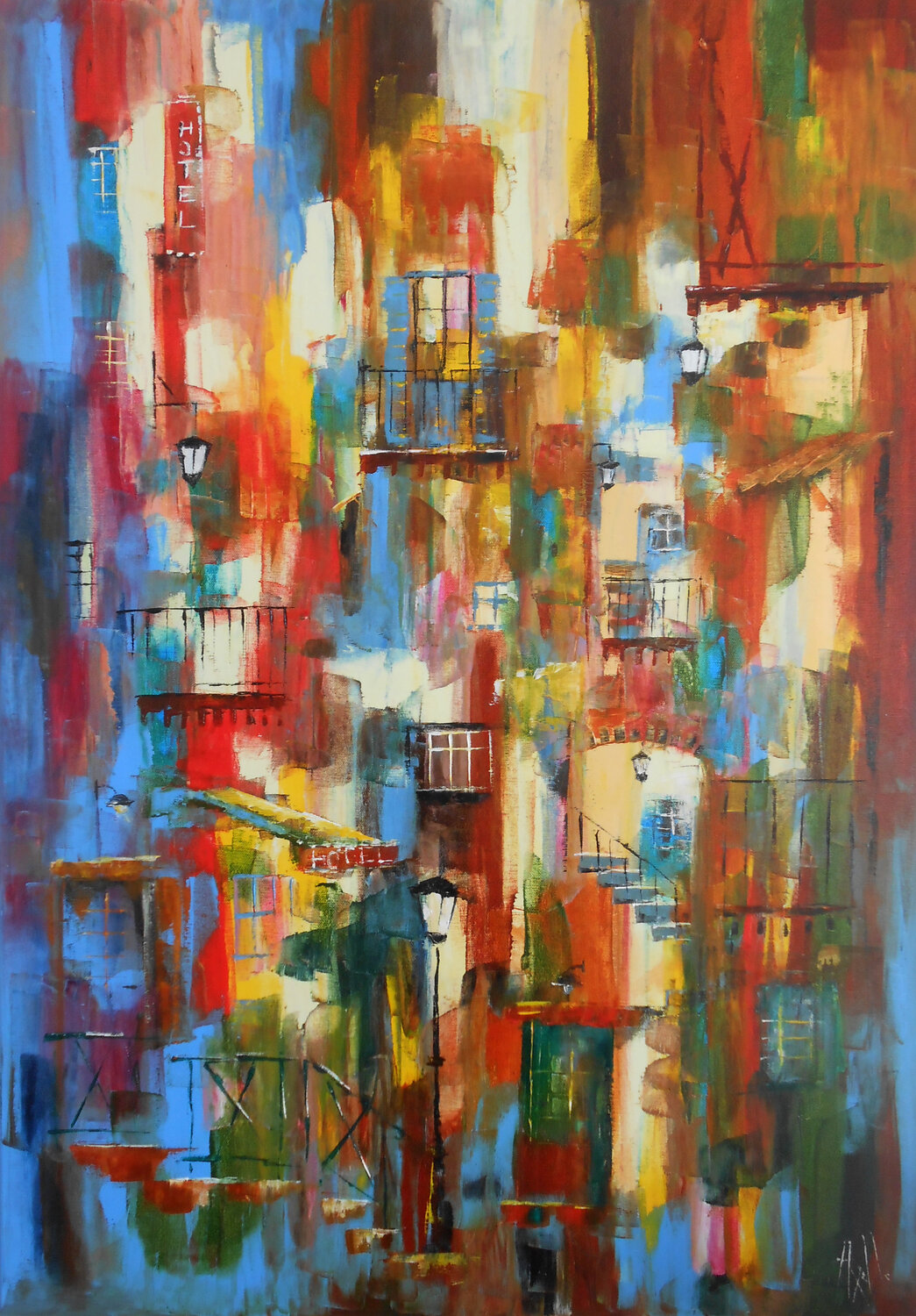 Grande Ville aux mille couleurs Axelle Bosler Original painting for sale