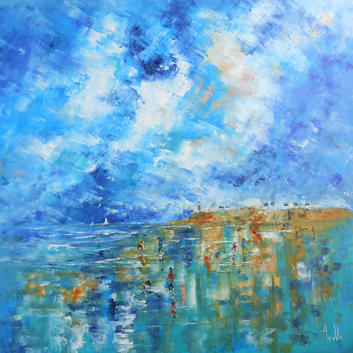 Marée claire-Série Littoraux lumineux Axelle Bosler Original painting for sale