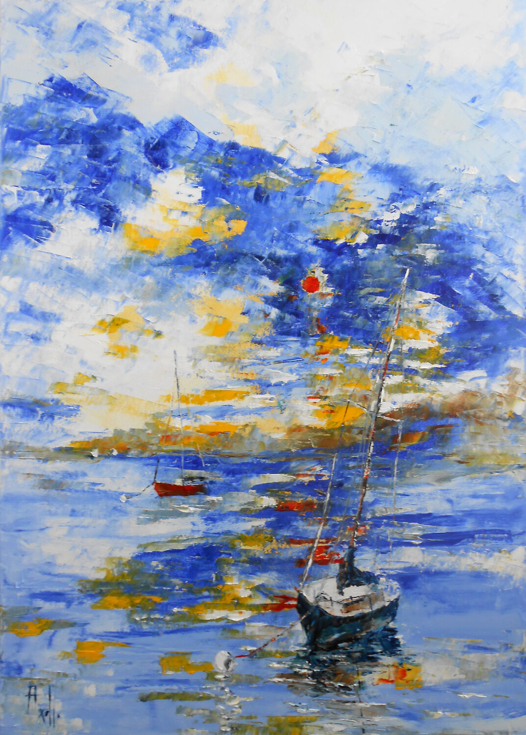Mouillages de Lumière -  Ports de Lumière Axelle Bosler Original painting for sale