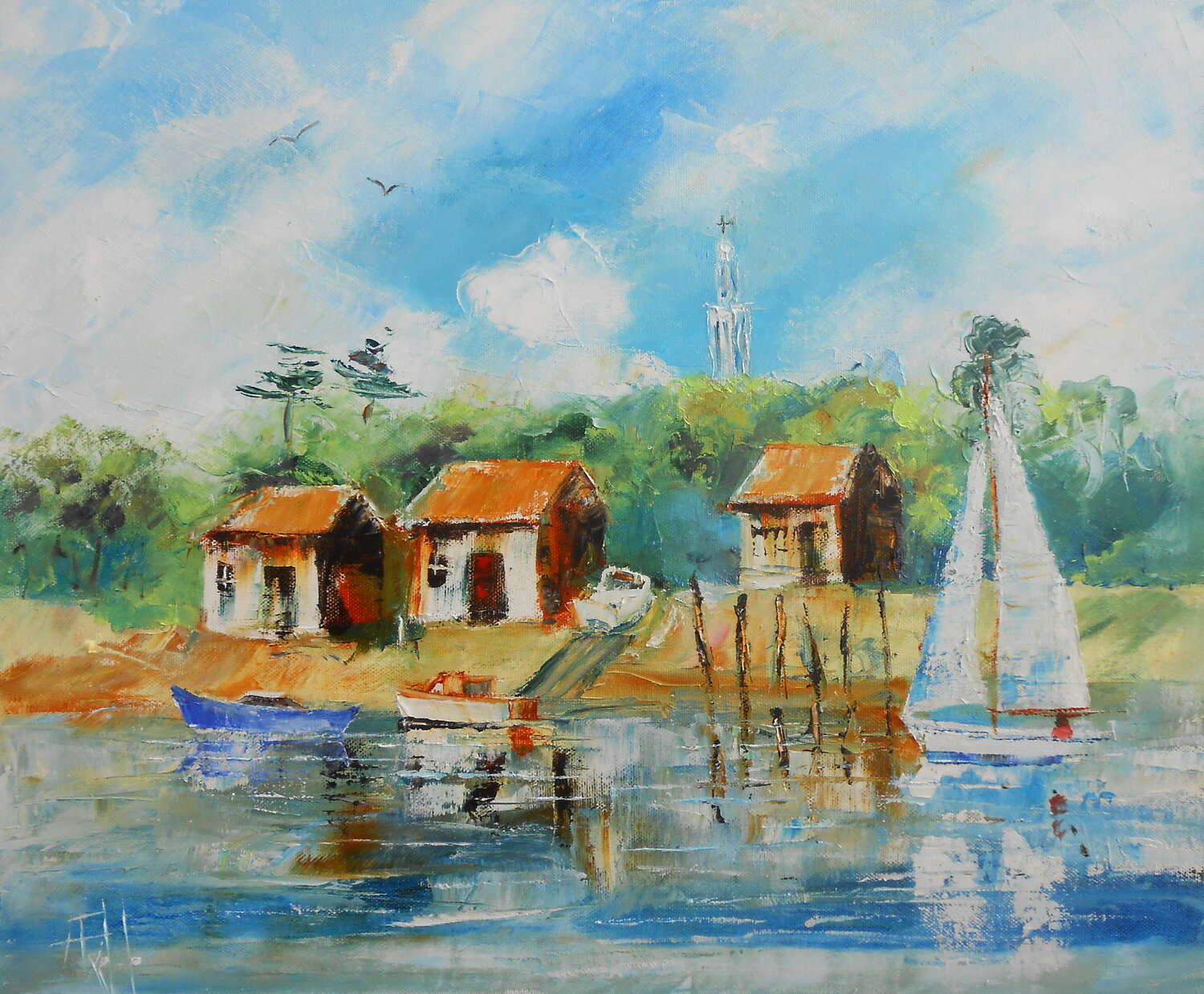 Lumière sur l'Aiguillon Axelle Bosler Original painting for sale