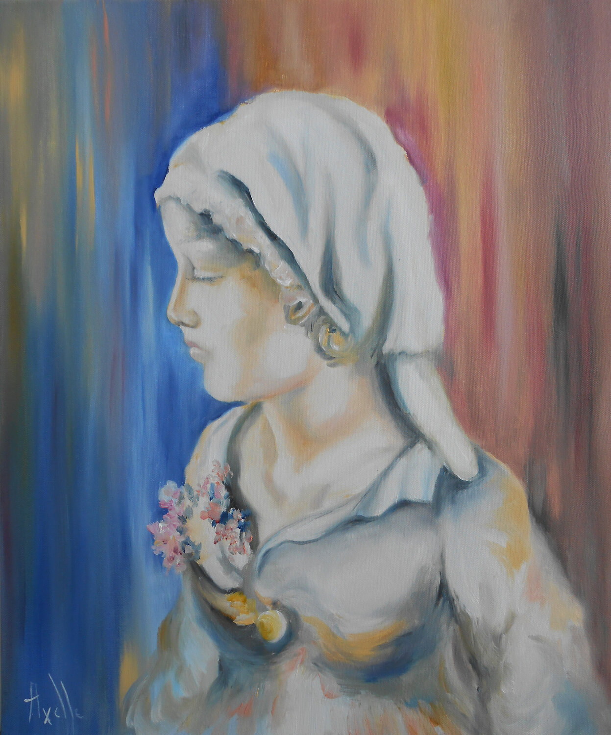 Grâce en bleu Axelle Bosler Original painting for sale