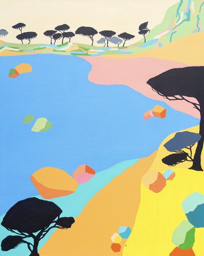 La plage rose by Vincent Gabin, Painting for Sale on Select
