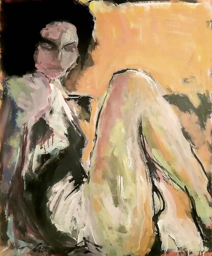 Femme recroquevillée by Vincent Gabin, Painting for Sale on Select