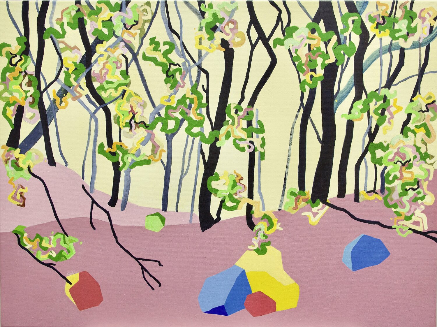 La clairière rose Vincent Gabin Original painting for sale