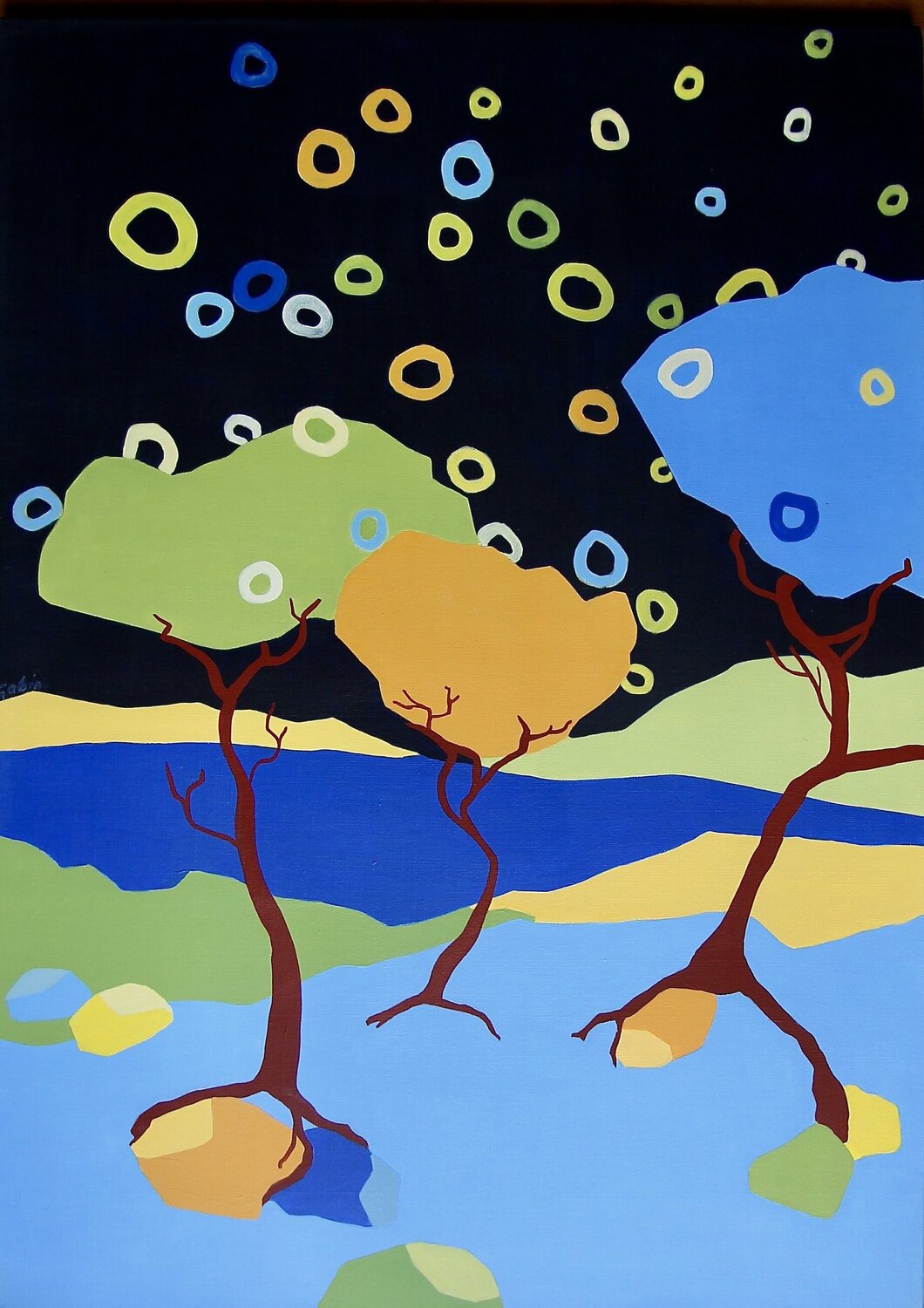 Paysage de nuit du sud II Vincent Gabin Original painting for sale