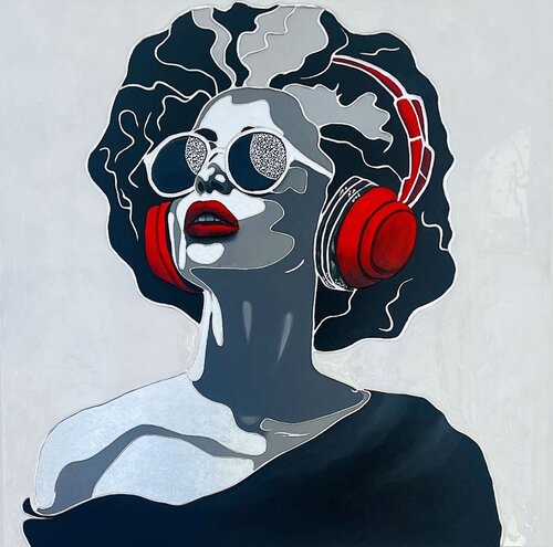 Red, White, Black and Music. Skulptural 3D Painting by Lana Ritter, Painting for Sale on Select