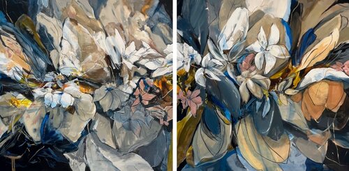Symphony in Bloom. Diptych by Lana Ritter, Painting for Sale on Select