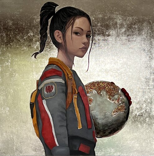 Girl with a Globe by Lana Ritter, Painting for Sale on Select