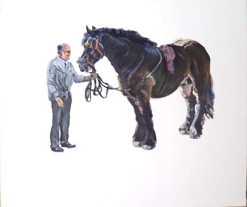 Caballo percherón y San Antón by Jesús Manuel Moreno, Painting for Sale on Select