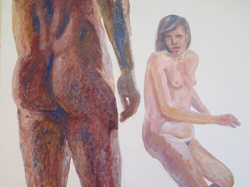 La pintora anciana y el modelo by Jesús Manuel Moreno, Painting for Sale on Select
