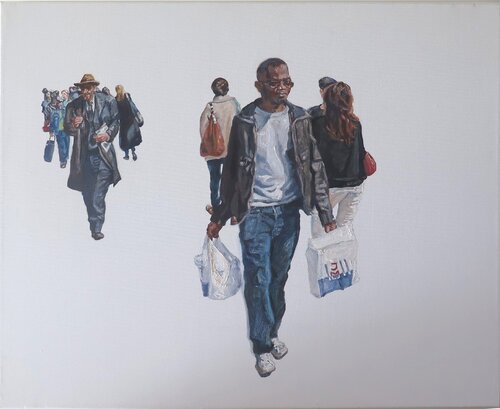 En una acera de Londres by Jesús Manuel Moreno, Painting for Sale on Select