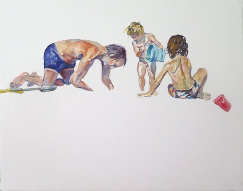 Haciendo un hoyo by Jesús Manuel Moreno, Painting for Sale on Select