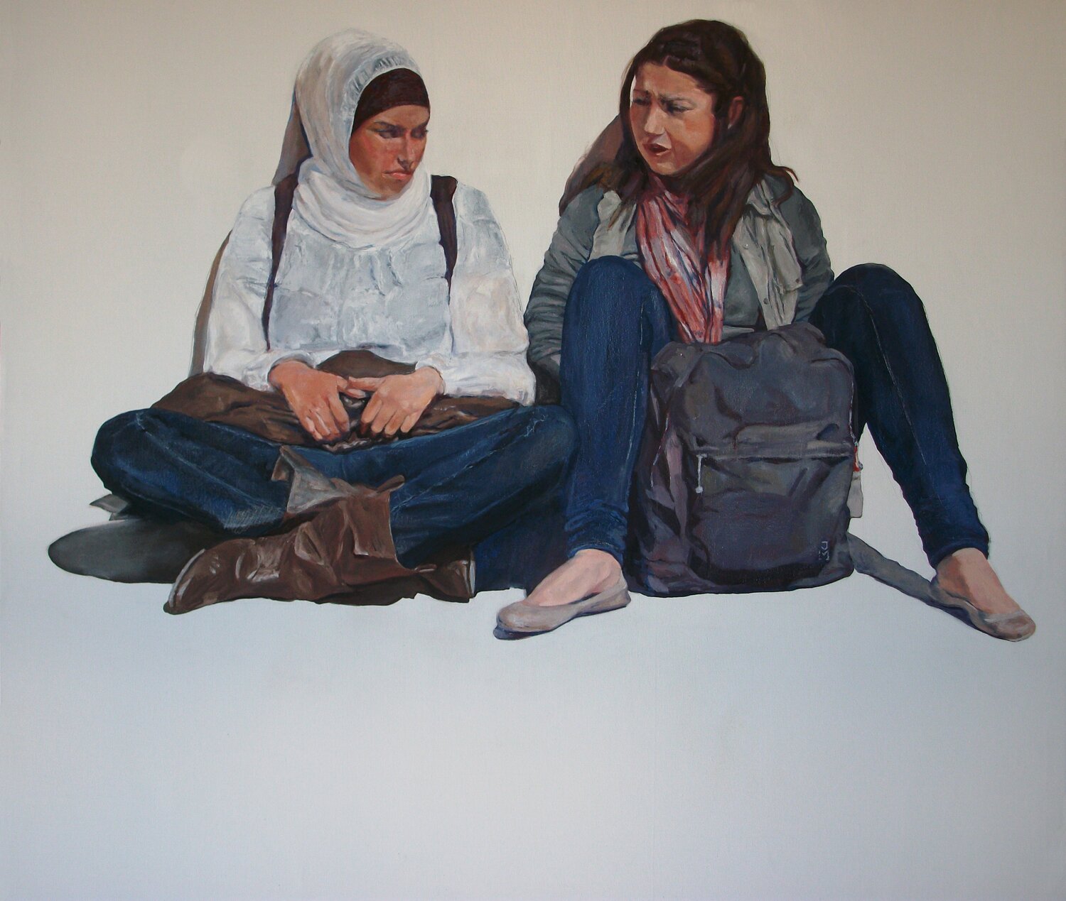 Dos amigas Jesús Manuel Moreno Original painting for sale